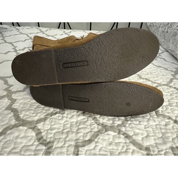 Minnetonka Women's Size 9 Brown Suede Fringe Boot Knee High Side Zip - Picture 3 of 7